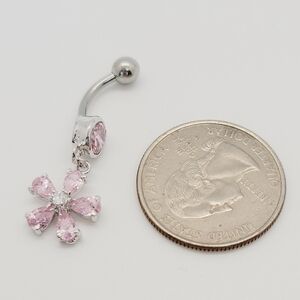 New Sterling Silver CZ Belly Button Navel Ring